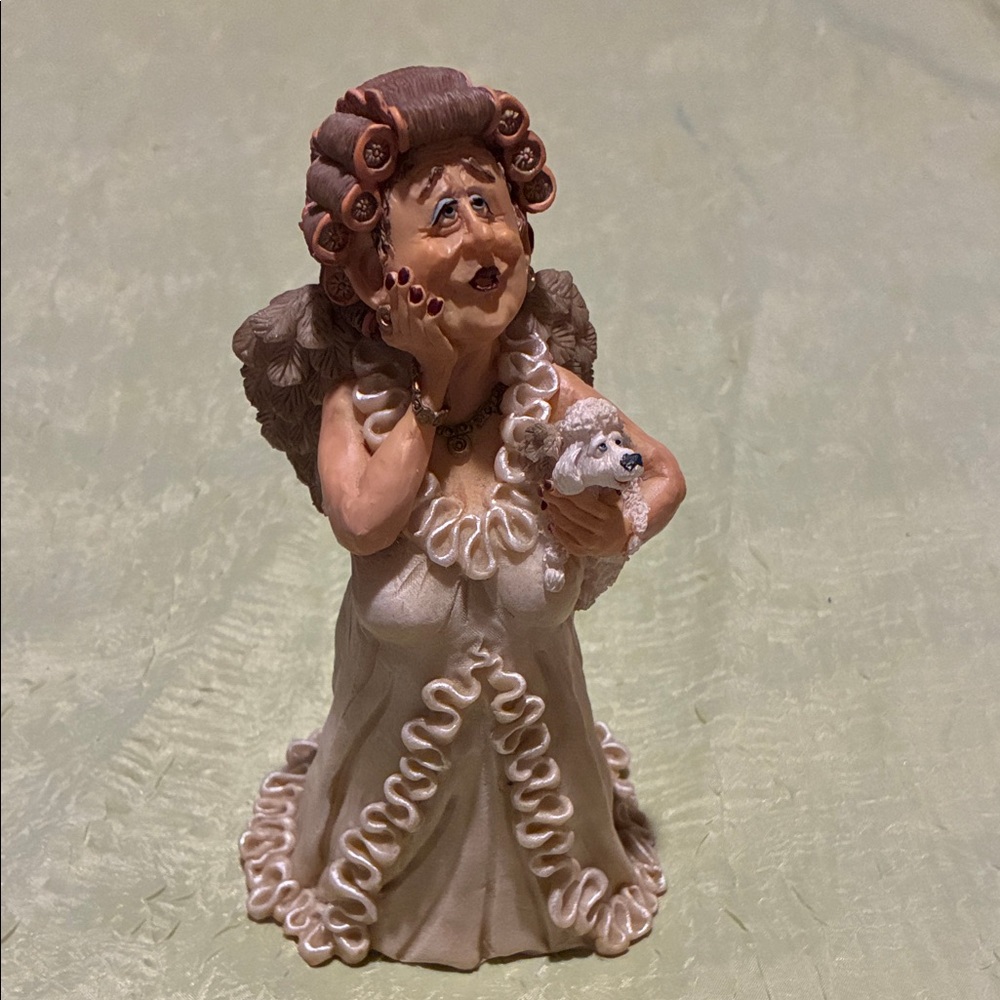 Angel Figurine with Dog-Blanche
